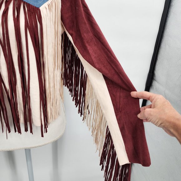 VOCAL APPAREL Fringe Ultrasuede Cropped American Flag Western Jacket S-XL NWT - Picture 5 of 12